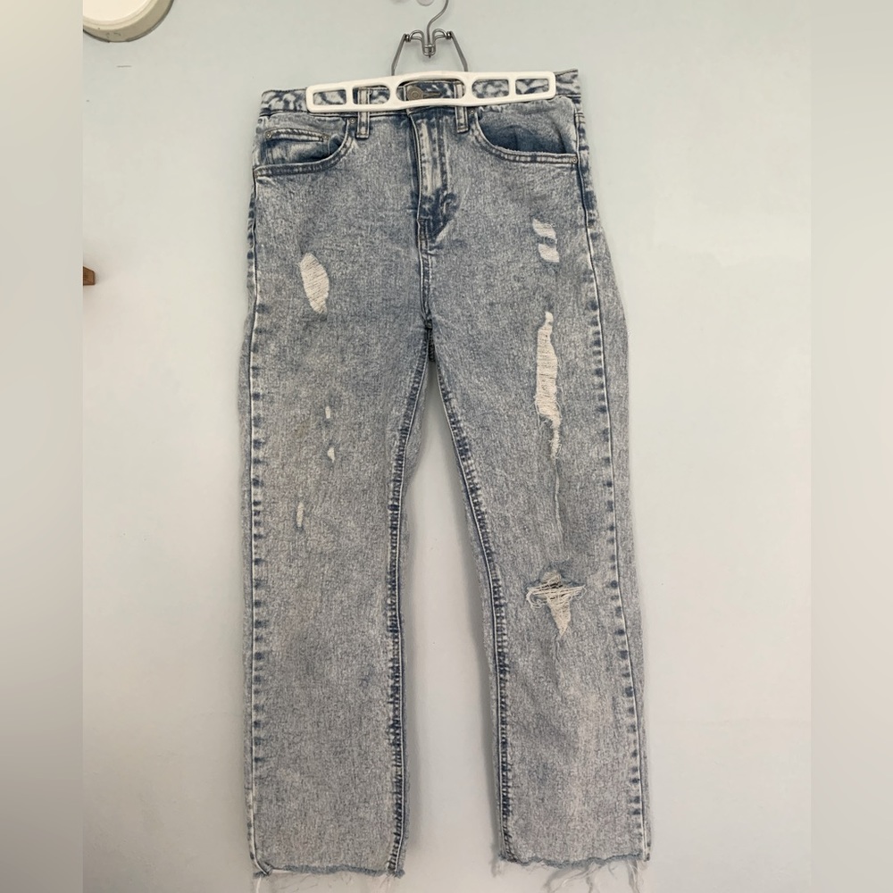 Women’s High Waisted Distressed Blue Jeans